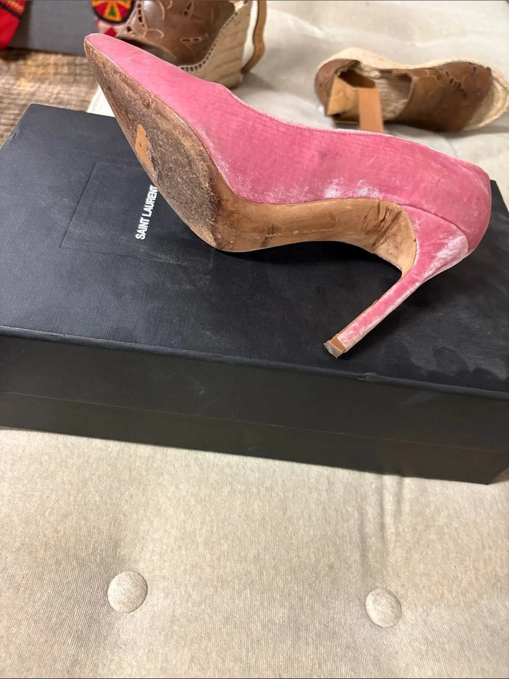 Manolo Blahnik Pink Velvet Pointed Pumps